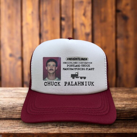 Chuck Palahniuk Rare Mens Trucker Hat Maroon Horror Author Haunted Fight Club - Picture 1 of 4